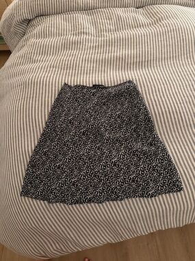 Zara Black and White Leopard A-Line Skirt